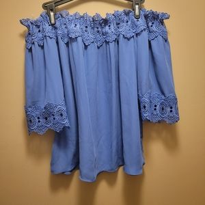 XL Blue iZ BYER off the shoulder Blouse